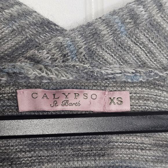 CALYPSO St. Barth Women's Gray Baby Alpaca Wrap Cardigan Size XS Longline Soft - Picture 11 of 14
